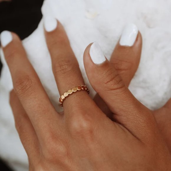 Ring Gold Dainty Ring Beaded Ring WATERPROOF Ring Perfect Stacking Ring PRETTY - Picture 2 of 14